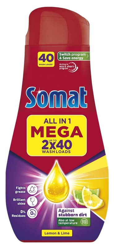 Somat All in 1 Lemon & Lime dishwasher gel (1.44 l)