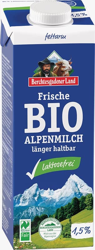 Berchtesgadener Land BIO Fresh alpine milk without lactose, semi-fat