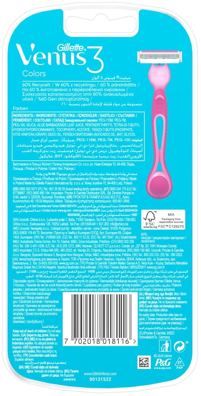 Gillette Venus 3 Colors pohotová holítka