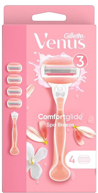 Gillette Venus ComfortGlide Spa Breeze Shaver + 4 shaving heads