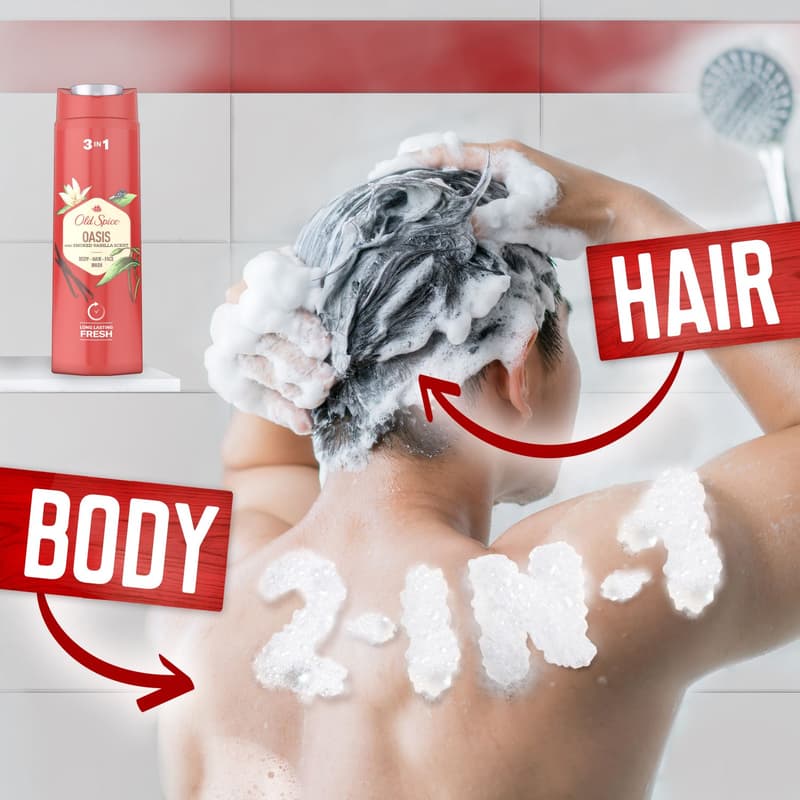 Old Spice Oasis sprchový gel pro muže 3v1 s vůní kouřové vanilky