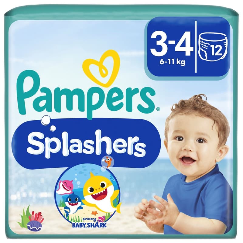 Pampers Splashers Baby Shark plenkové kalhotky do vody 3–4 (6–11 kg)