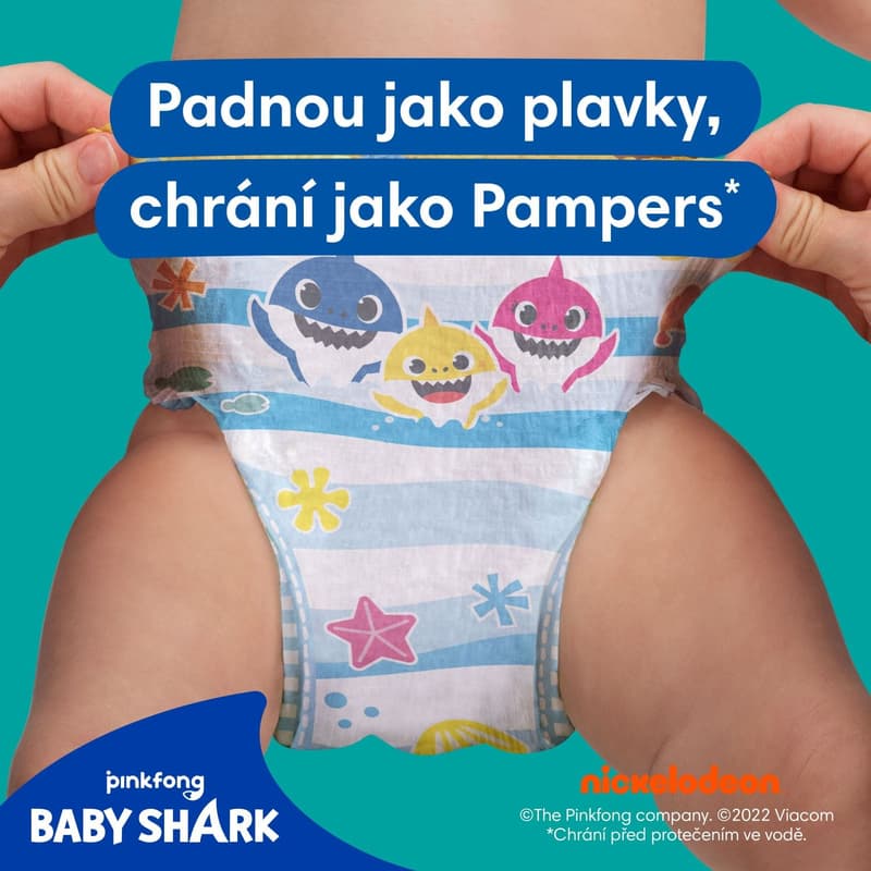 Pampers Splashers Baby Shark plenkové kalhotky do vody 3–4 (6–11 kg)