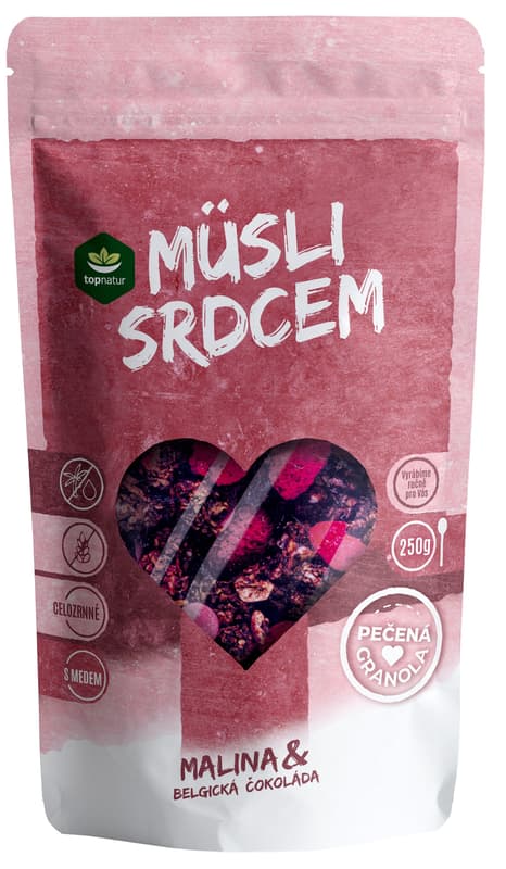 Topnatur Musli srdcem malina a belgická čokoláda