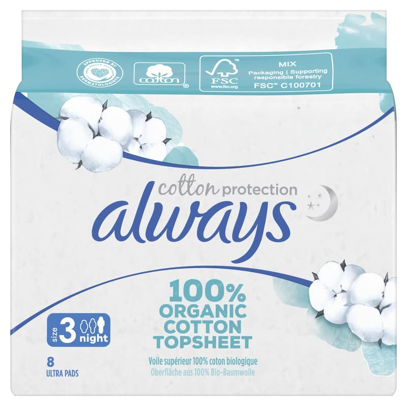 Always Cotton Protection Ultra Night Sanitary Towels With Wings X