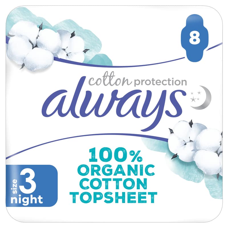 Always Cotton Protection Ultra Night Sanitary Towels With Wings X
