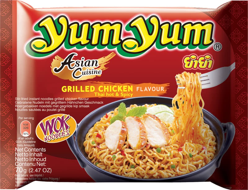 Stir-fried noodles grilled chicken flavour