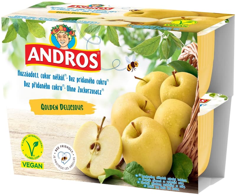 Andros Jablečné pyré z Golden Delicious bez přidaného cukru 4×100 g