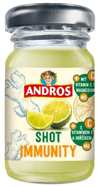 Andros SHOT IMMUNITY, Flavored alcohol free drink. Lime-ginger flavor