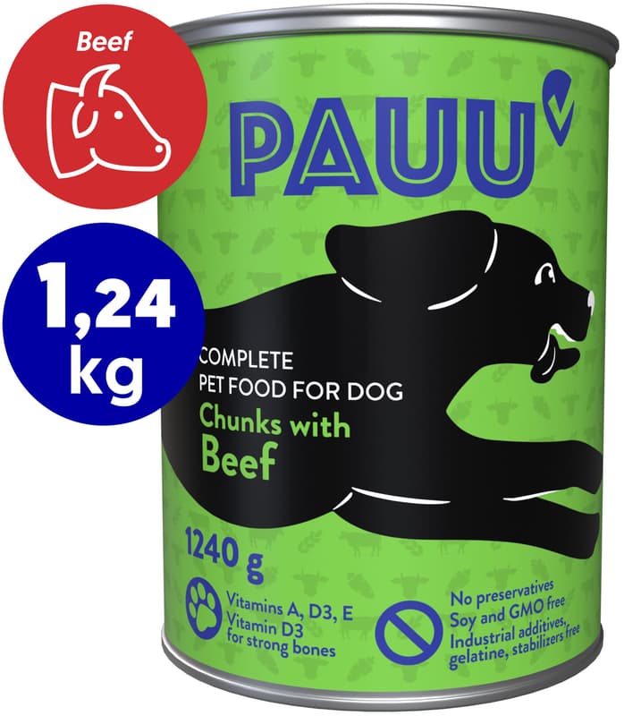 Pauu Bites with beef in sauce for dogs