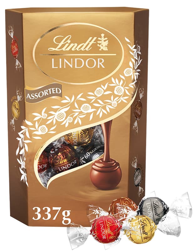 Lindt Bonboniéra LINDOR Maxibalení čokoládových pralinek zlatý mix