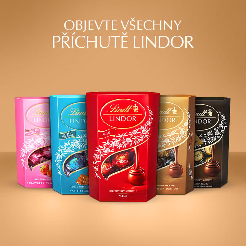 Lindt Bonboniéra LINDOR Maxibalení čokoládových pralinek zlatý mix