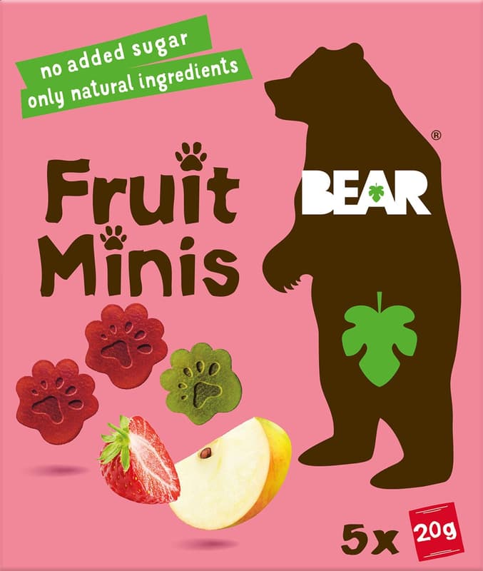 Bear Minis fruit strawberry and apple (5×20 g)