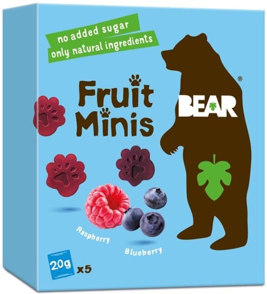 Bear Fruit Minis ovocné kousky malina a borůvka (5×20 g)