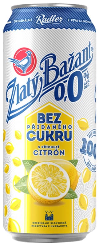 Zlatý Bažant Nealkoholický radler s příchutí citronu 6×0,5 l plech