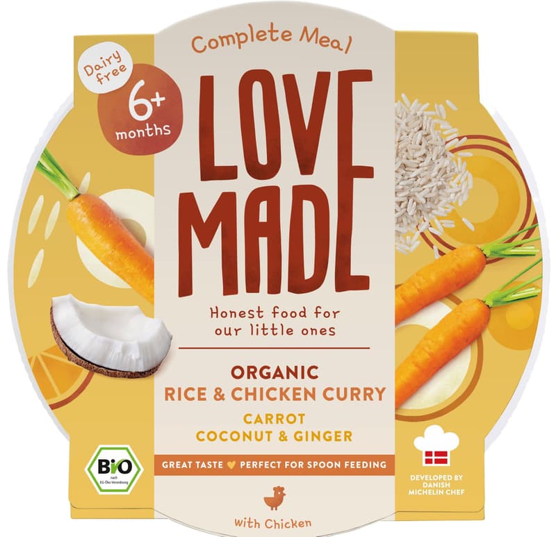LoveMade BIO Kuřecí curry s rýží pro děti od 6. měsíce