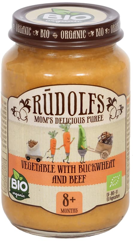 Rudolfs BIO Vegetables with buckwheat and beef 190g