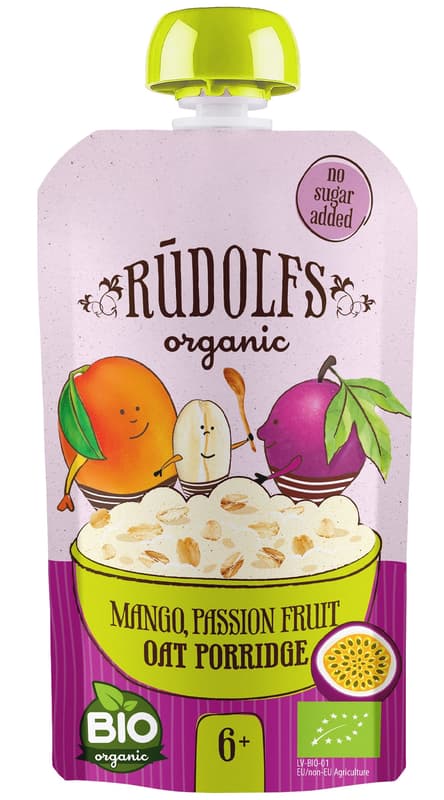 Rudolfs BIO Mango, passion fruit oat porridge
