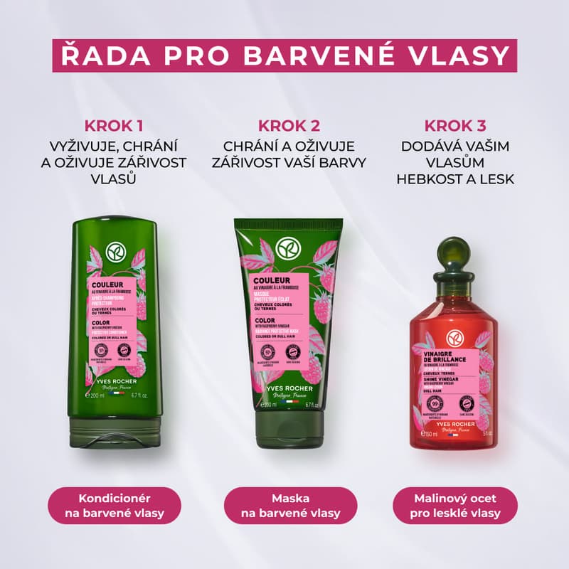 Yves Rocher Color Kondicionér na barvené vlasy s malinovým octem