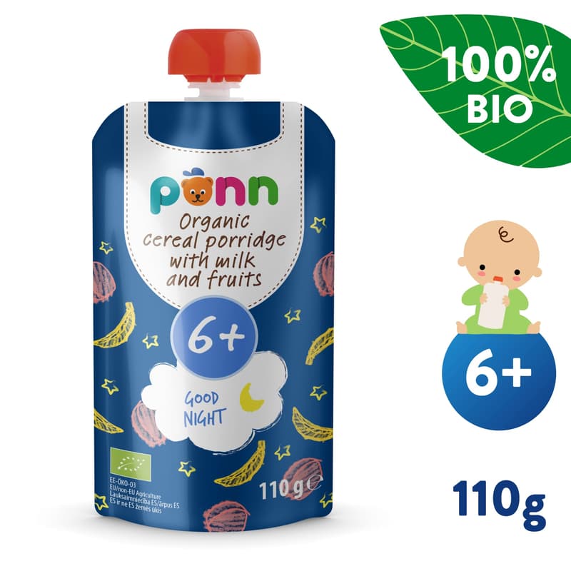 Salvest Põnn BIO Cereal porridge with milk and fruits 110g