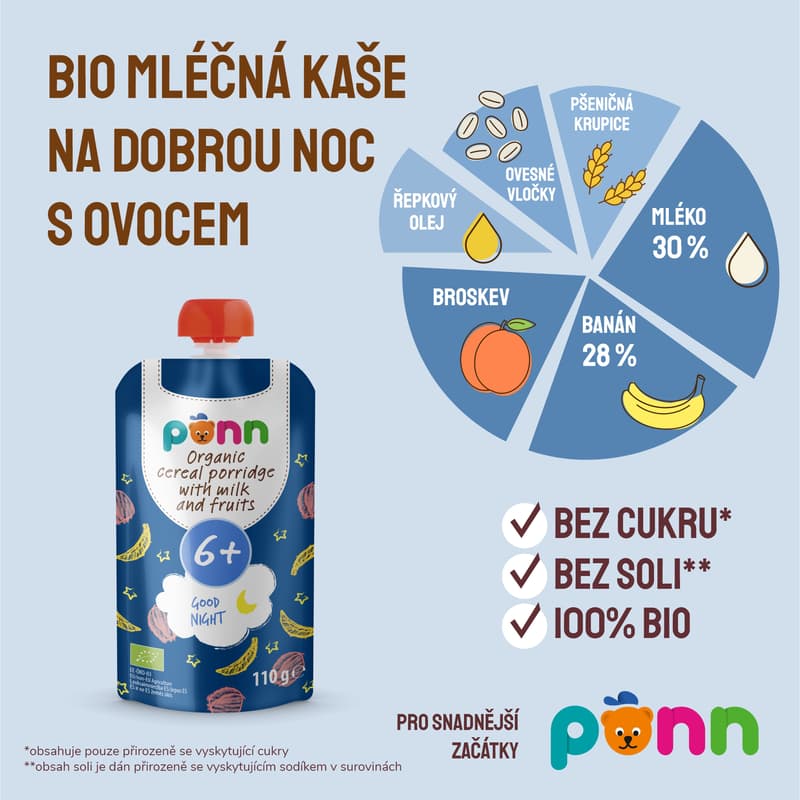 Salvest Põnn BIO Cereal porridge with milk and fruits 110g