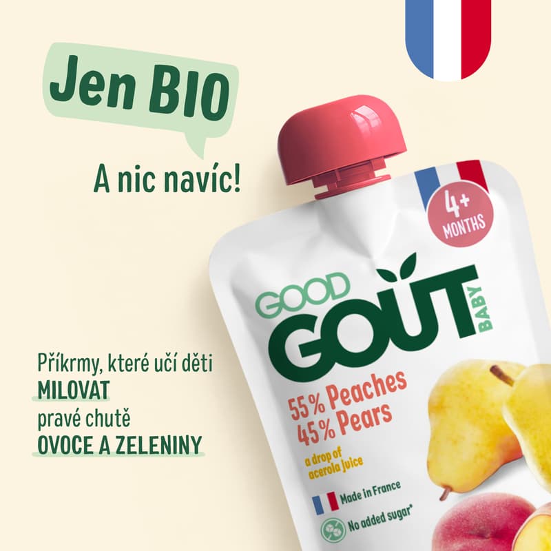 Good Gout BIO Kapsička broskev s hruškou