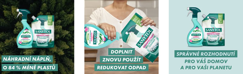 Sanytol Univerzální dezinfekce na všechny povrchy s vůní eukalyptu ve spreji, náhradní náplň