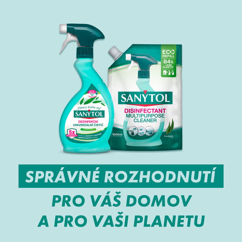 Sanytol Univerzální dezinfekce na všechny povrchy s vůní eukalyptu ve spreji, náhradní náplň