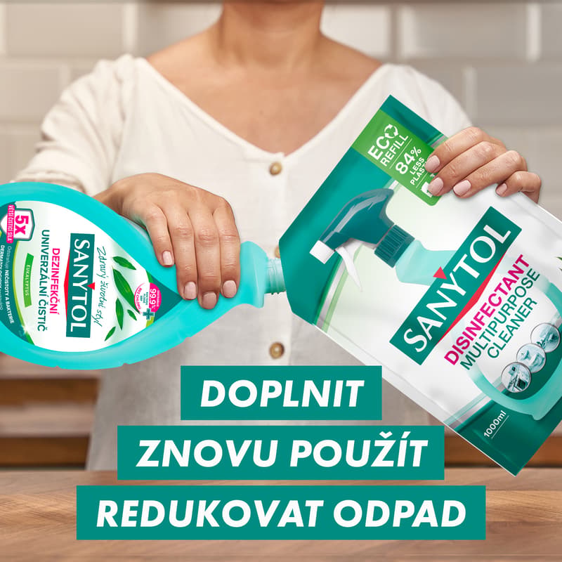 Sanytol Univerzální dezinfekce na všechny povrchy s vůní eukalyptu ve spreji, náhradní náplň