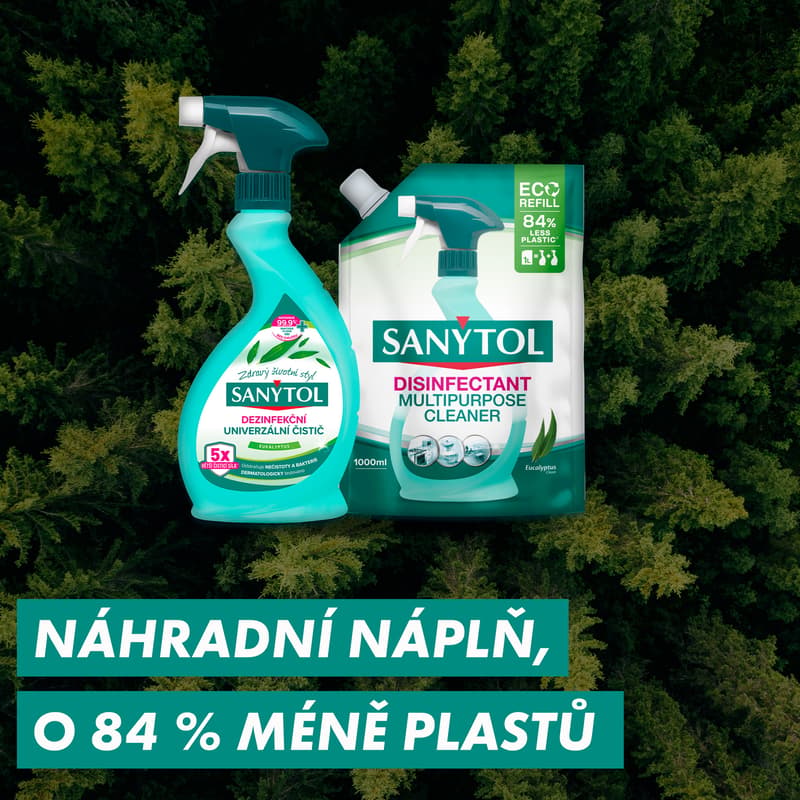 Sanytol Univerzální dezinfekce na všechny povrchy s vůní eukalyptu ve spreji, náhradní náplň