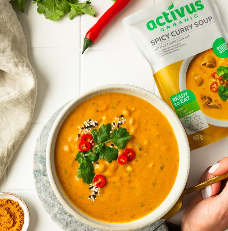 Activus BIO Spicy curry soup with coconut milk and shiitake mushrooms
