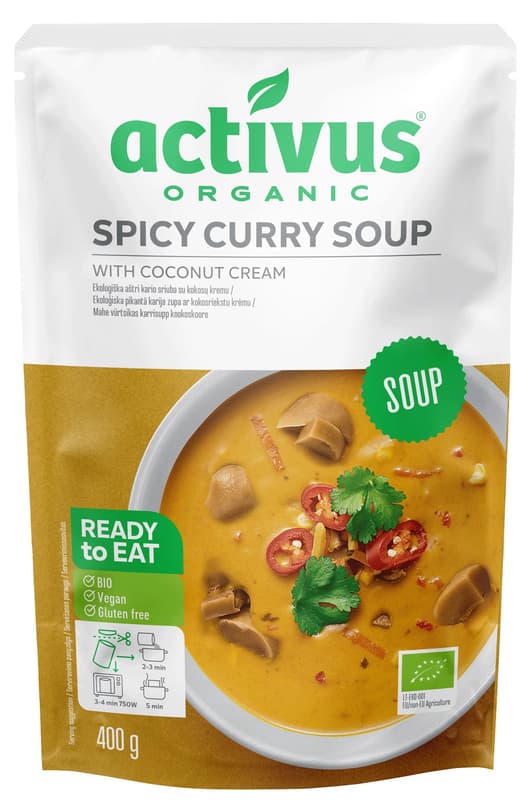 Activus BIO Spicy curry soup with coconut milk and shiitake mushrooms
