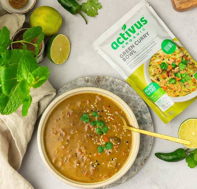 Activus BIO Green curry bowl se zeleným kari kořením, fazolemi mungo a černou rýží