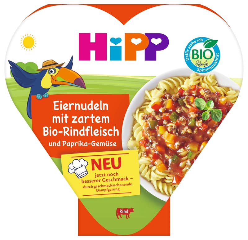 HiPP BIO noodles with vegetables and peppers and BIO beef