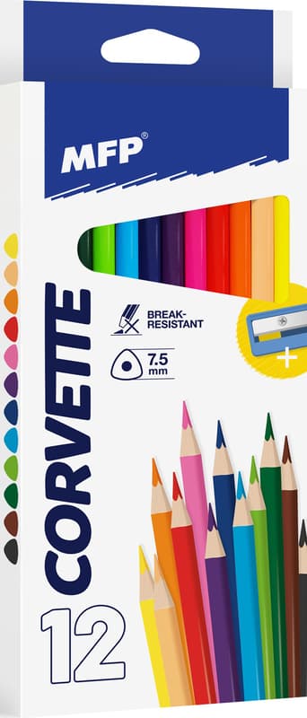 Triangular crayons with a sharpener
