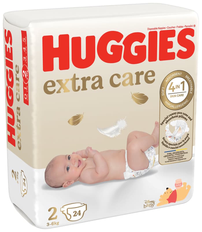Huggies® Extra Care jednorázové plenky 2 (3–6 kg)