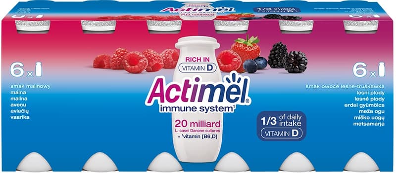 Actimel Probiotický nápoj malina a lesní ovoce 12×100 g