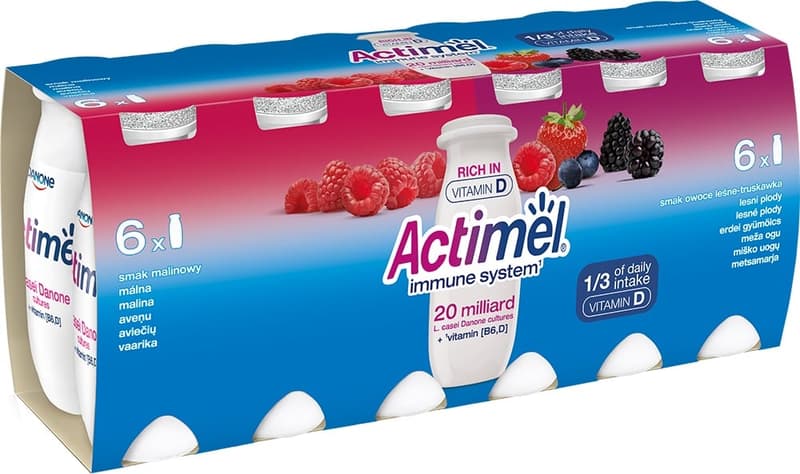 Actimel Probiotický nápoj malina a lesní ovoce 12×100 g