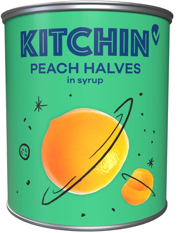 Kitchin Peaches in a slightly sweet pickle, peeled, halved