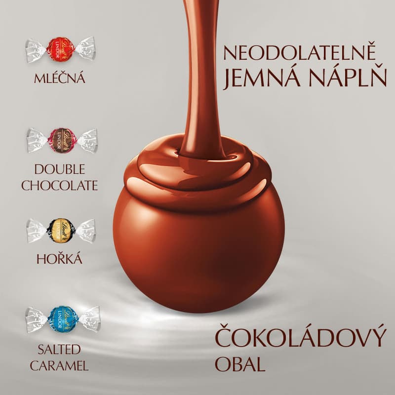 Lindt Bonboniéra LINDOR Megabalení čokoládových pralinek stříbrný mix