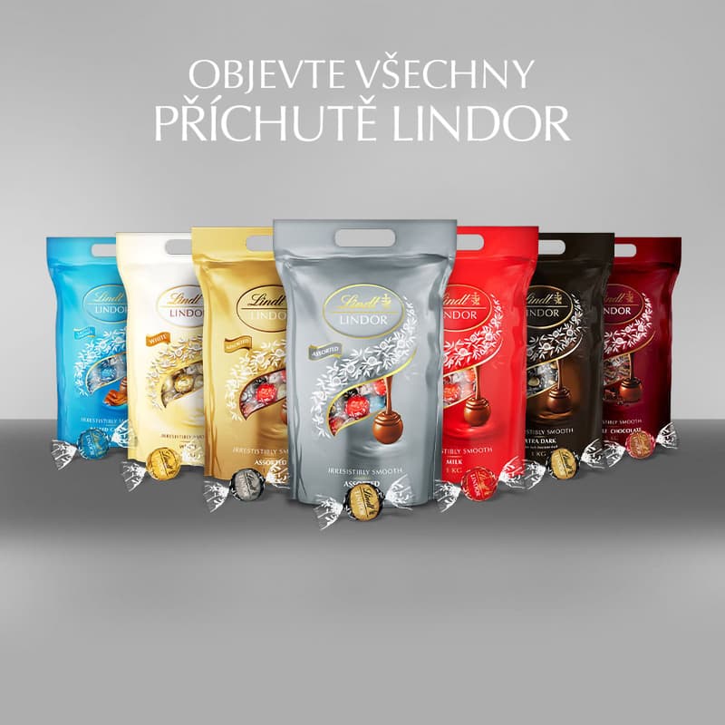 Lindt Bonboniéra LINDOR Megabalení čokoládových pralinek stříbrný mix