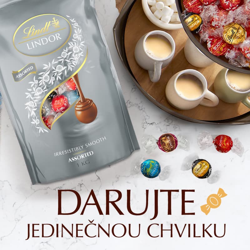 Lindt Bonboniéra LINDOR Megabalení čokoládových pralinek stříbrný mix