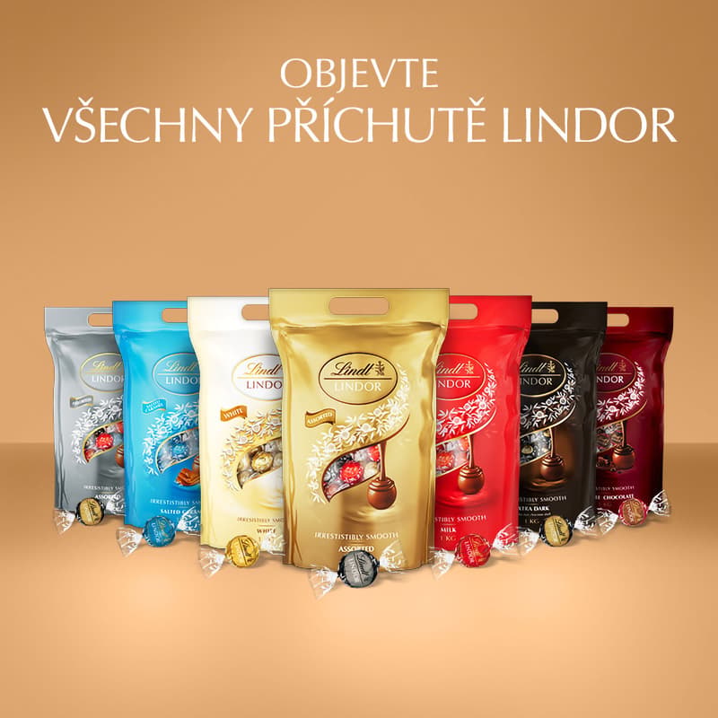 Lindt Bonboniéra LINDOR Megabalení čokoládových pralinek zlatý mix