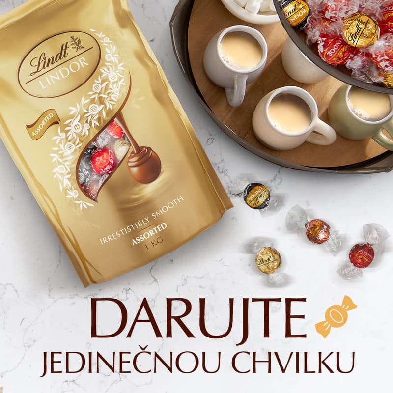 Lindt Bonboniéra LINDOR Megabalení čokoládových pralinek zlatý mix