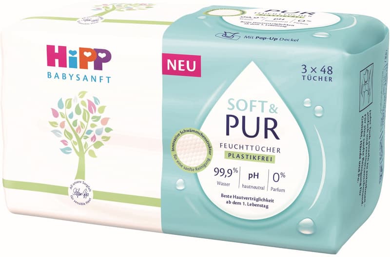HiPP Babysanft Čistící vlhčené ubrousky Soft & Pur 3×48 ks