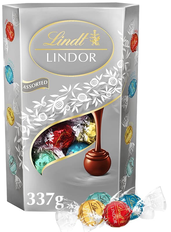 Lindt Bonboniéra LINDOR Limitovaná edice maxibalení čokoládových pralinek stříbrný mix