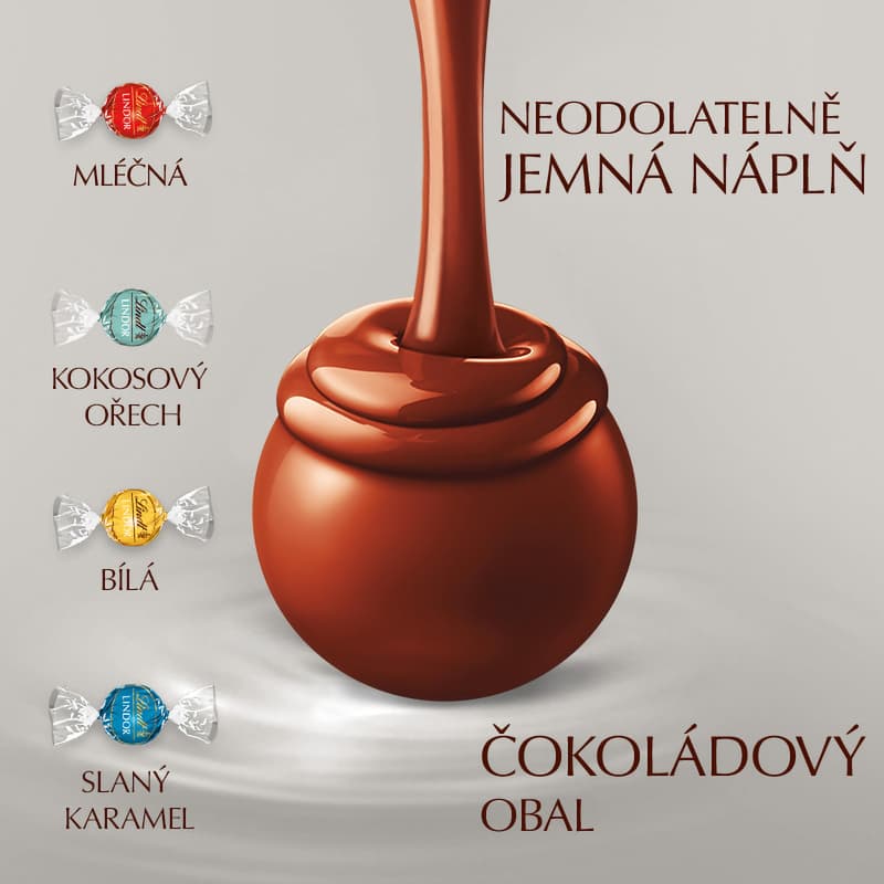 Lindt Bonboniéra LINDOR Limitovaná edice maxibalení čokoládových pralinek stříbrný mix