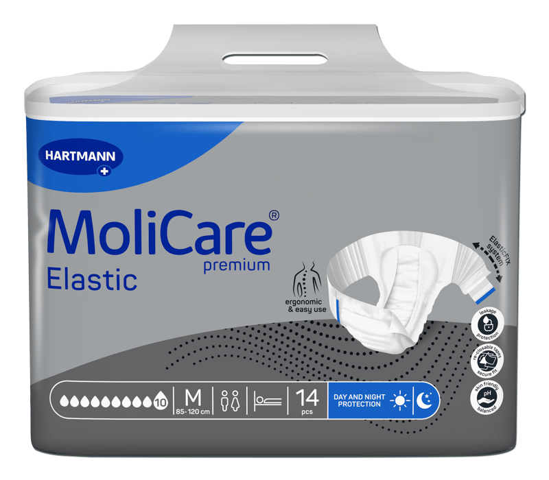 KALHOTKY ZALEPOVACÍ MOLICARE ELASTIC 10 KAPEK M BOKY 85-120CM,3696ML,14KS