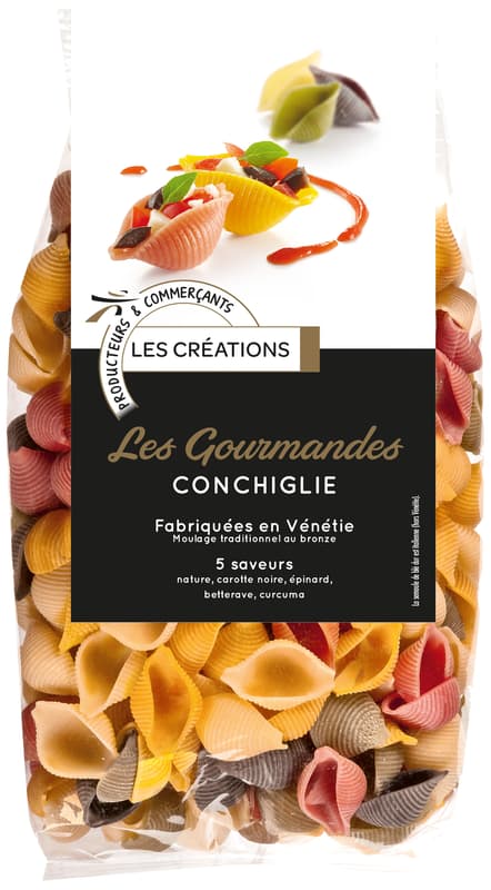 Les Créations Premium durum wheat pasta Semolina, with black carrots, spinach, beets and turmeric