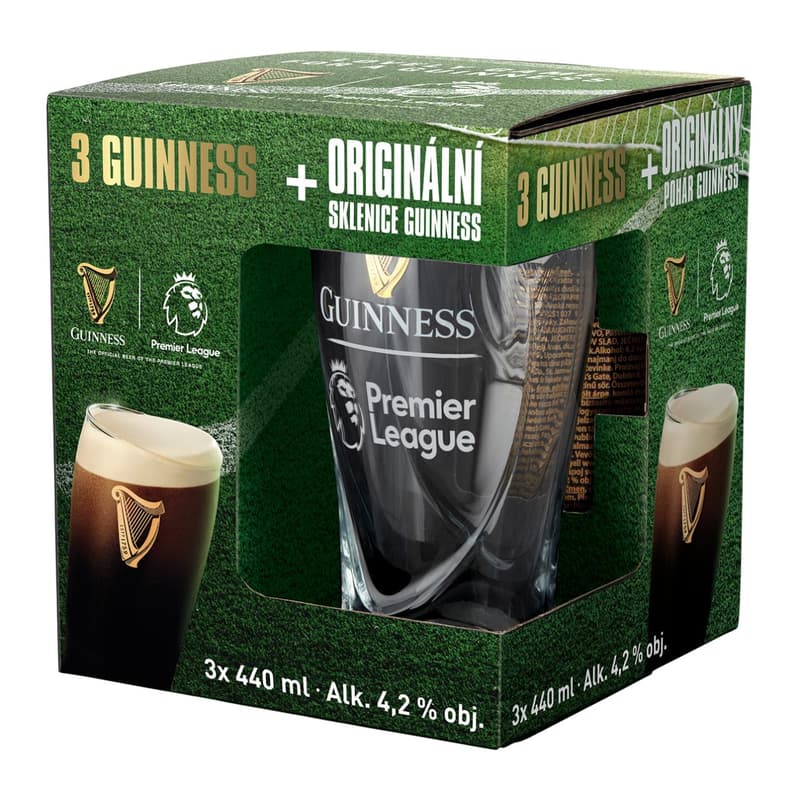 Guinness Draught multipack 3×0,44l se sklenicí